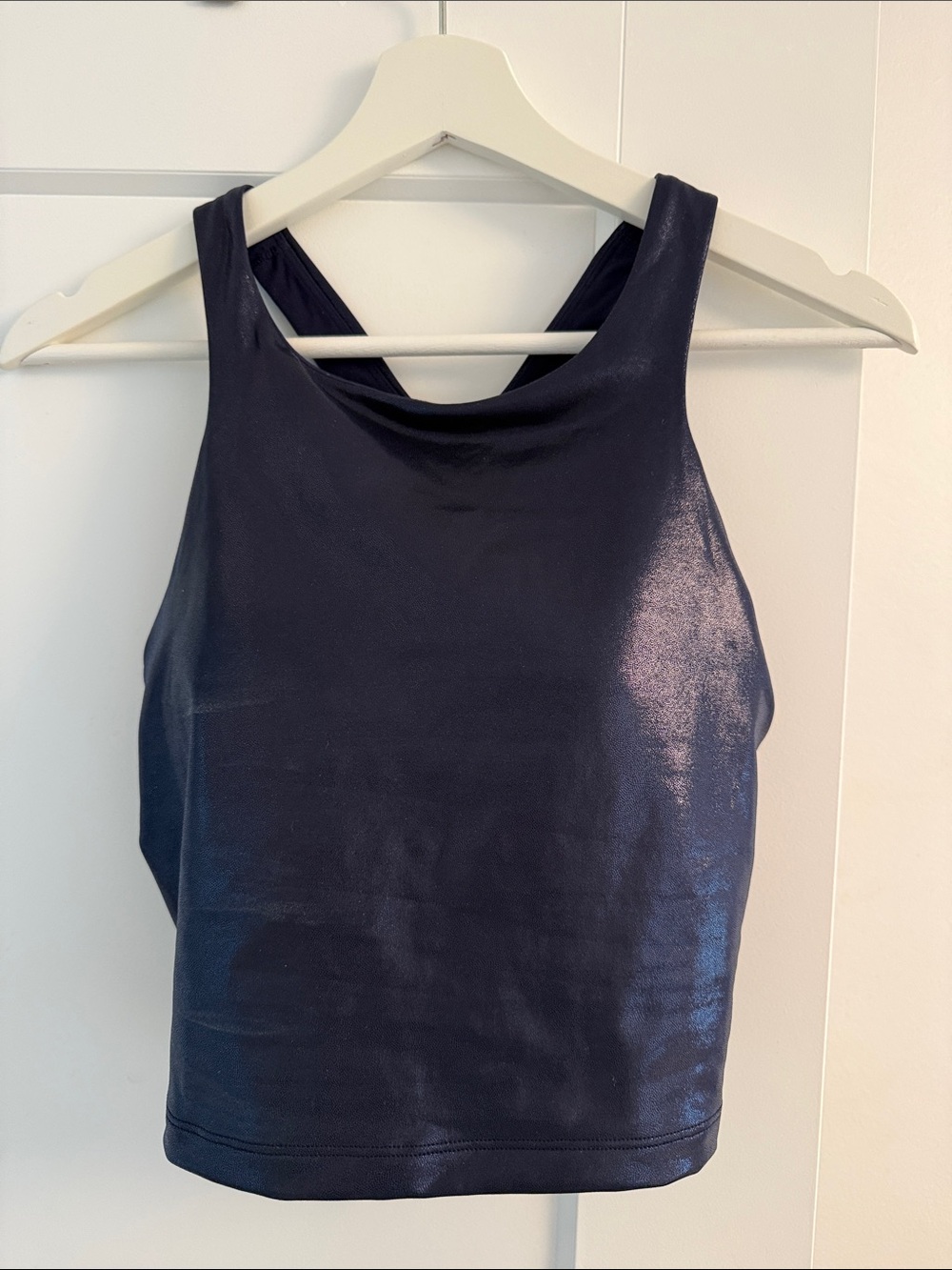 Athleta Navy Shimmer Crop Bra